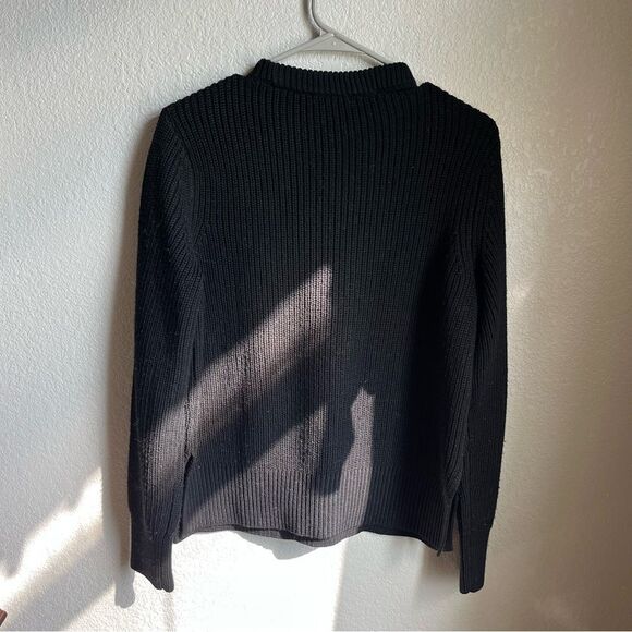 Rag & Bone Chunky Knit Crewneck Cutout Sweater Black - Picture 4 of 6